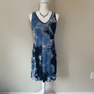 Karen Kane Blue Tie Dye Lined Midi Dress Size L